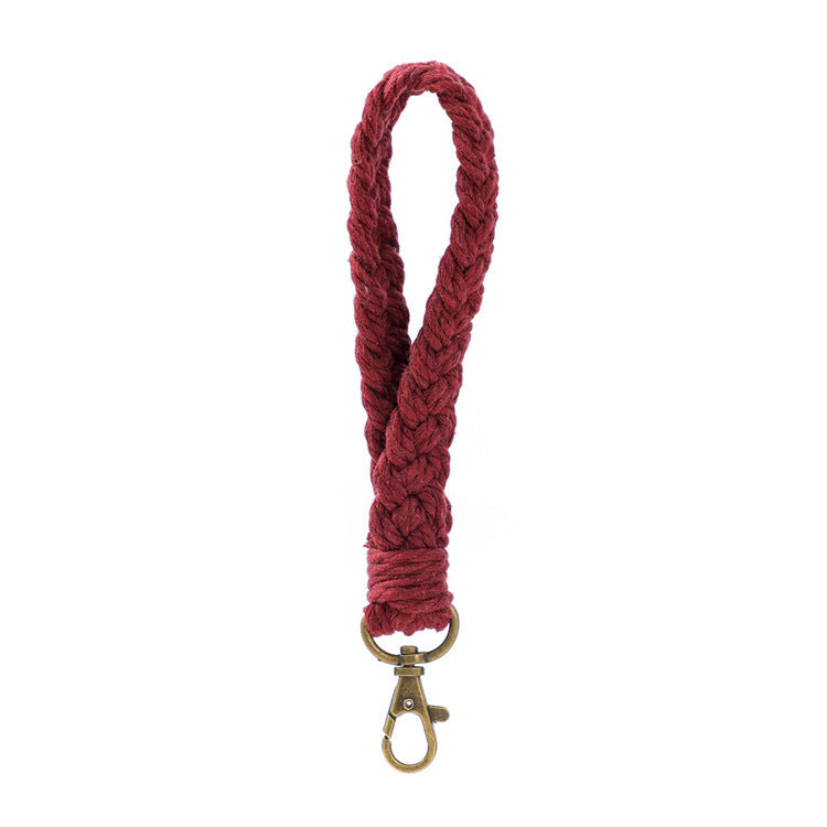 Handmade Woven Cotton Rope Wrist Strap Keychain Bohemian Braid Lanyard For Keys Phone Wallet Bags Women Men Accessories