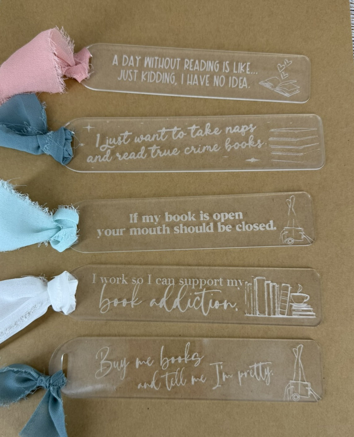 Engraved Clear Acrylic Bookmarks