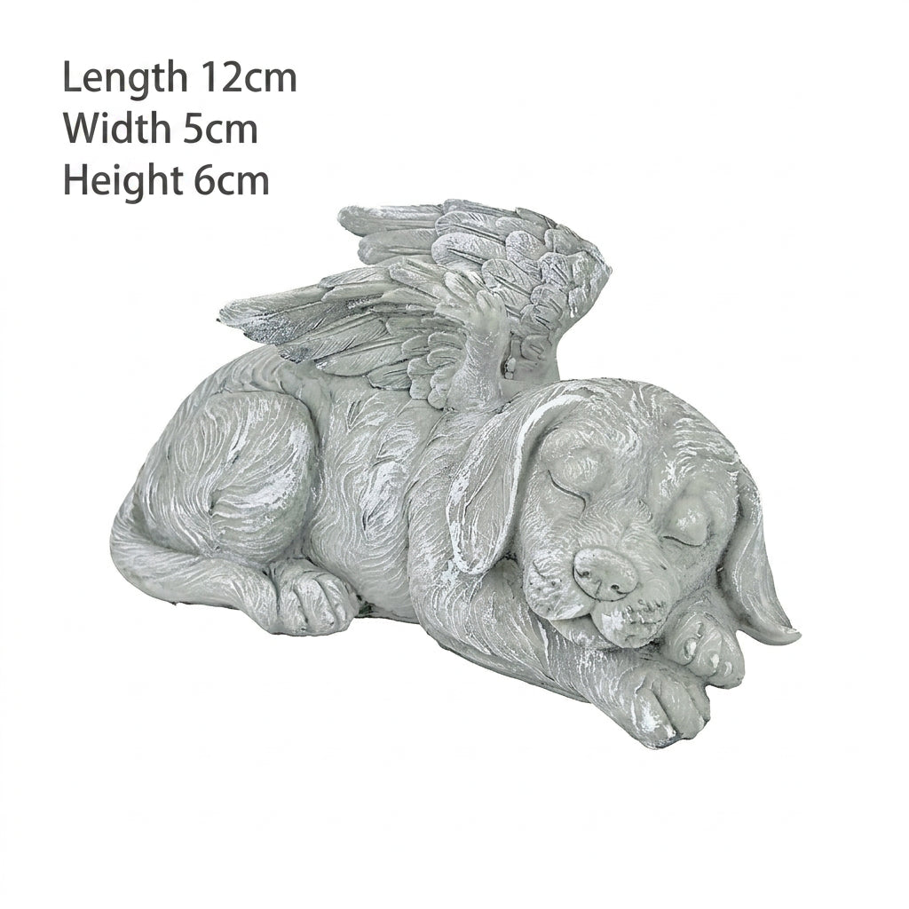 Sleeping Angel Dog Cat Statue Resin Faux Stone Pet Memorial Grave Marker Garden Ornament Decorative Figurine