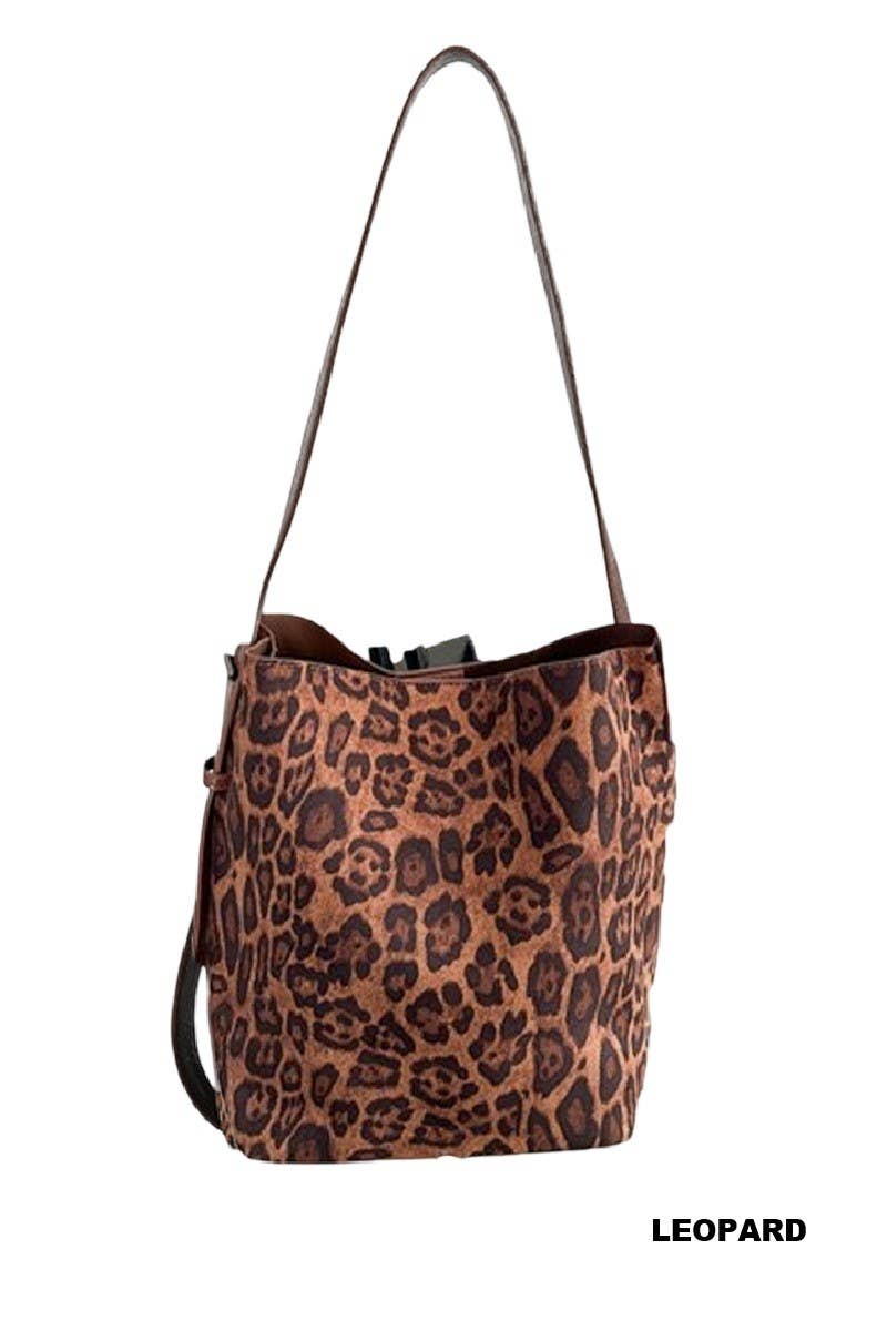 Microsuede Bucket Tote Bag