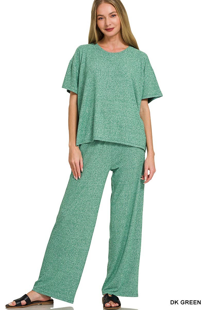 Soft Melange Short Sleeve Tee And Long Pants Set
