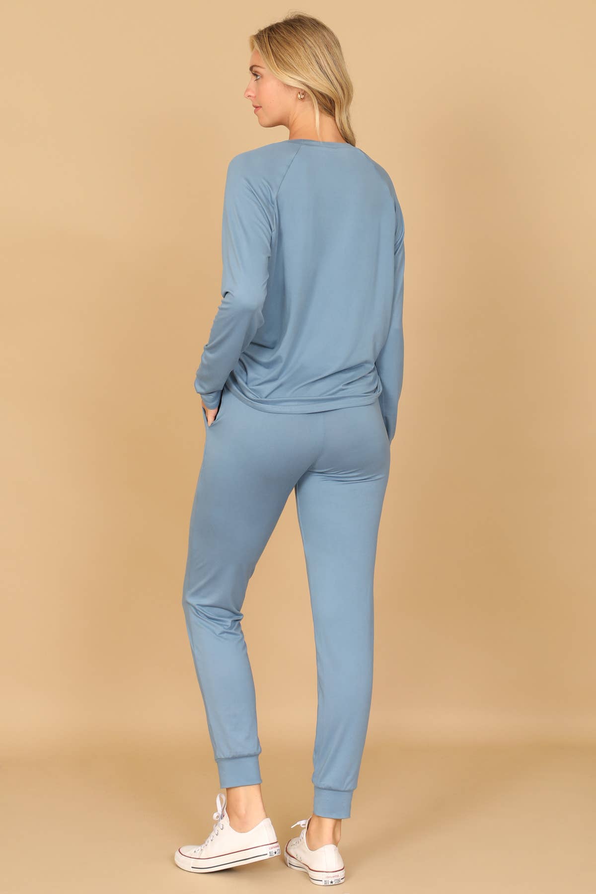 YMP40001XV-PLUS SIZE LONGSLEEVE TOP AND JOGGERS SET SELF TIE