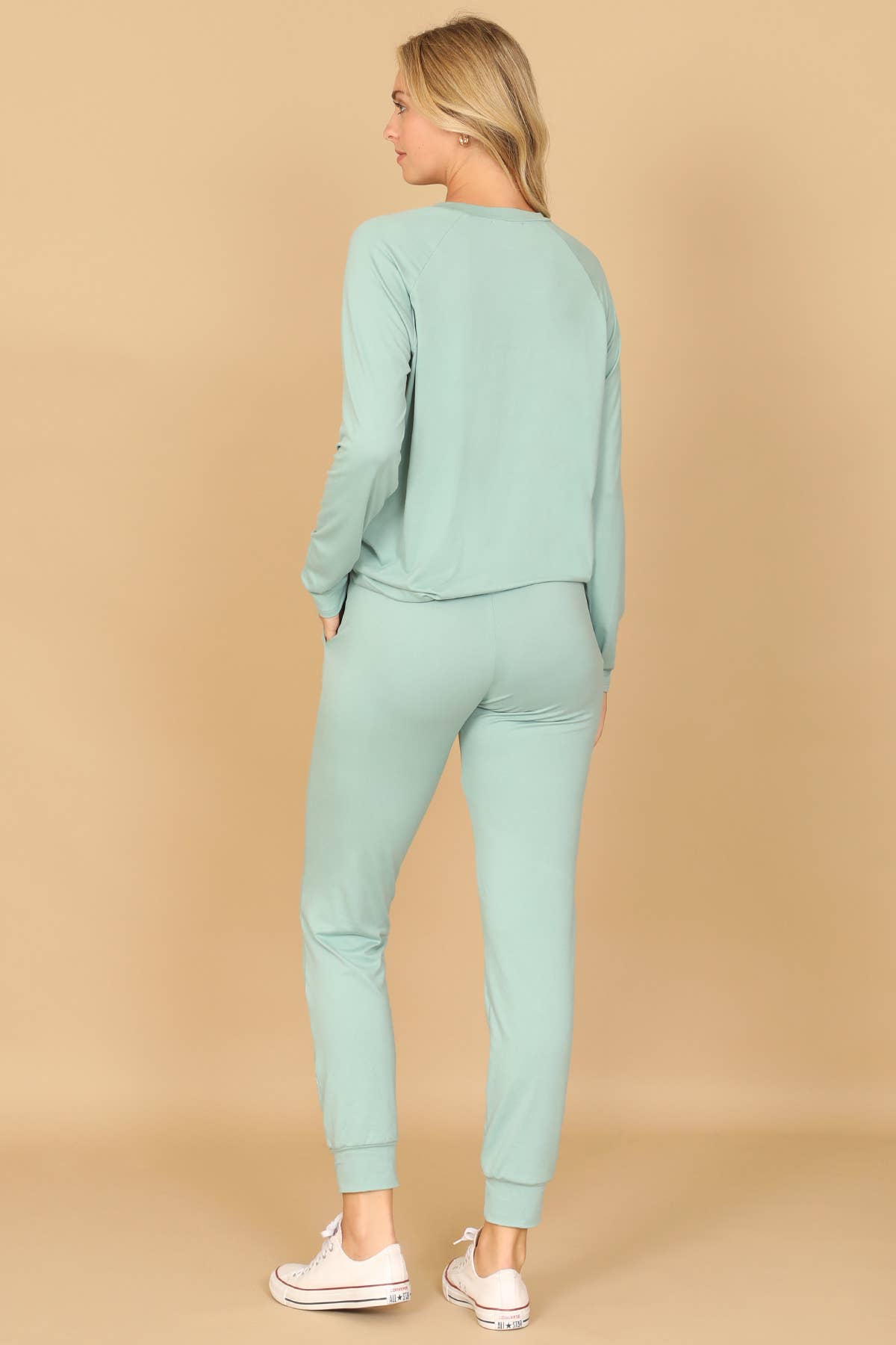 YMP40001XV-PLUS SIZE LONGSLEEVE TOP AND JOGGERS SET SELF TIE