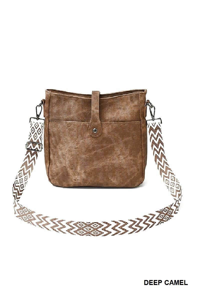 Distressed Faux Leather Crossbody Messenger Bag