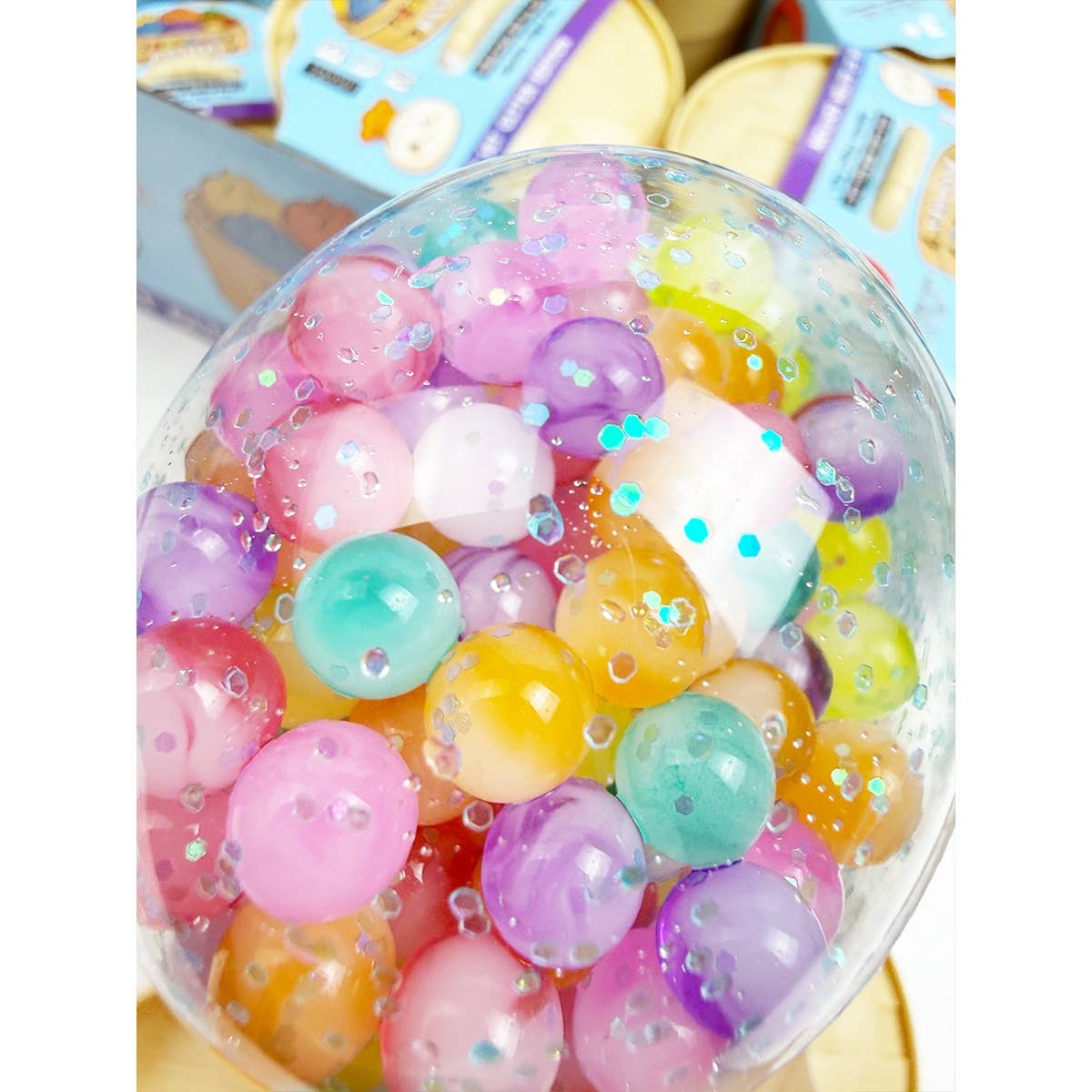 Cute iridescent Bead Dumpling Squishy with Steamer