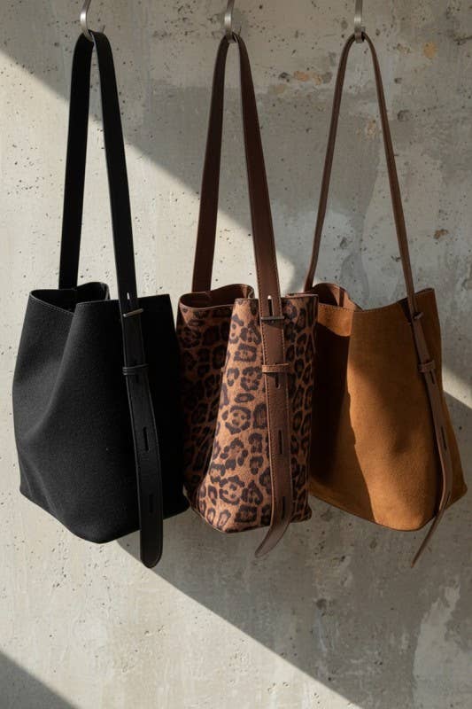 Microsuede Bucket Tote Bag