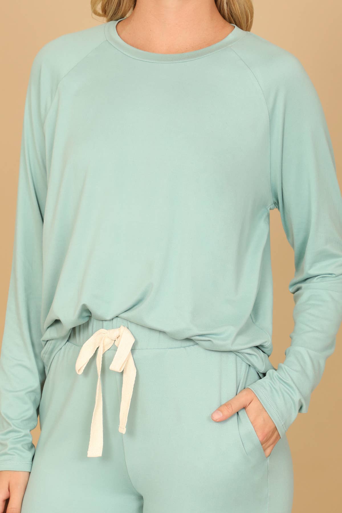 YMP40001XV-PLUS SIZE LONGSLEEVE TOP AND JOGGERS SET SELF TIE