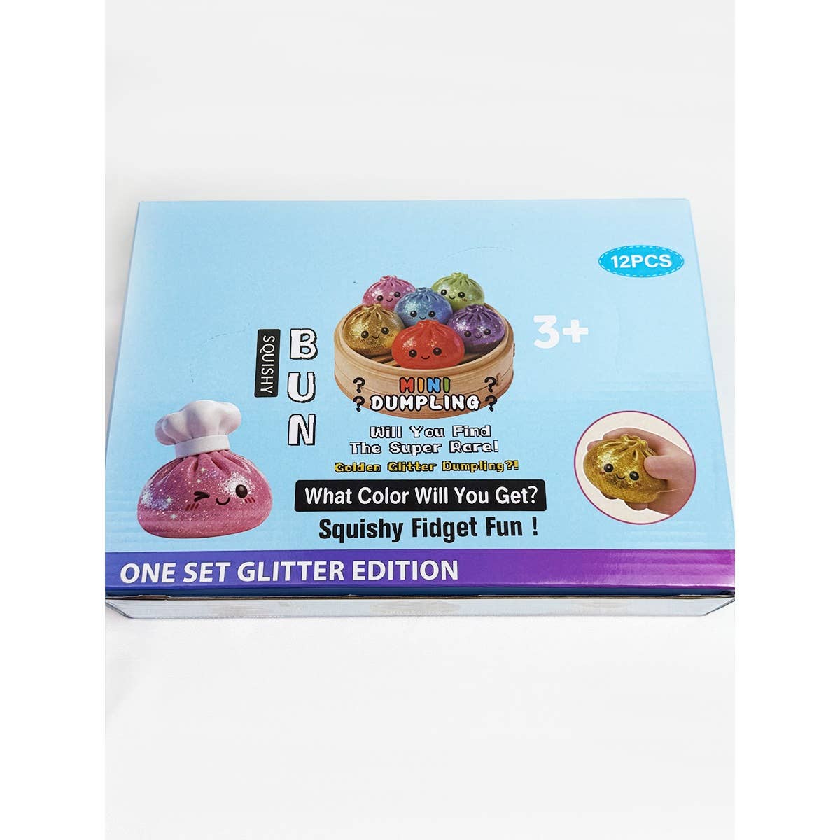 12pcs Mini Glittered Dumpling Squishy with Steamer