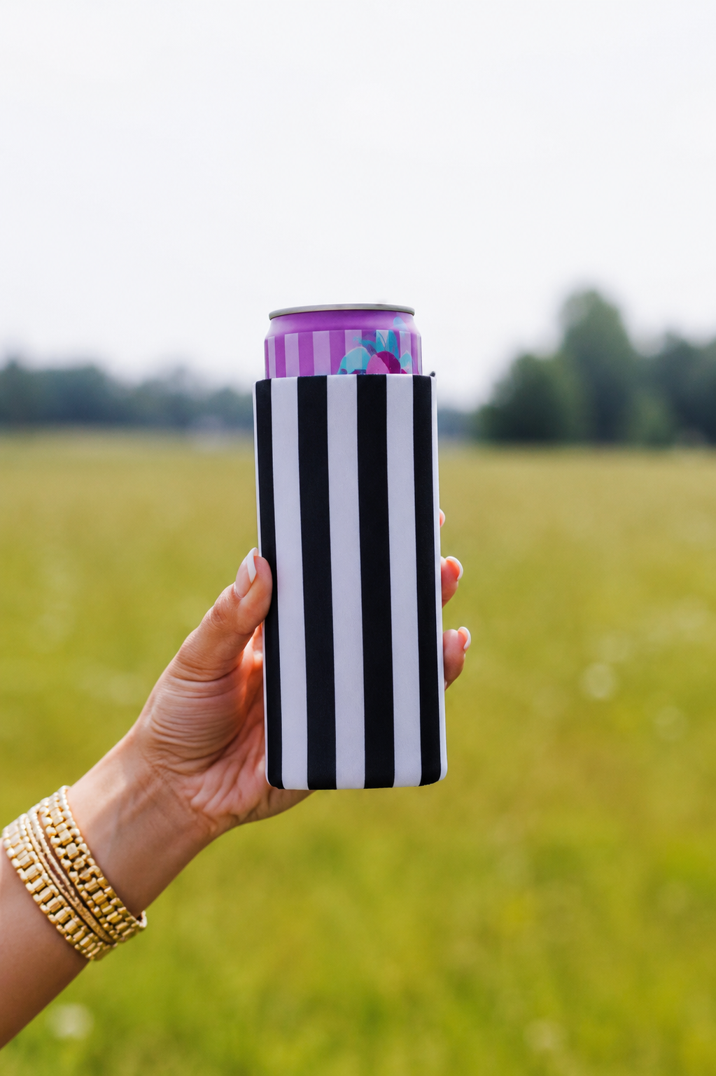 Black Striped Tall Coozie