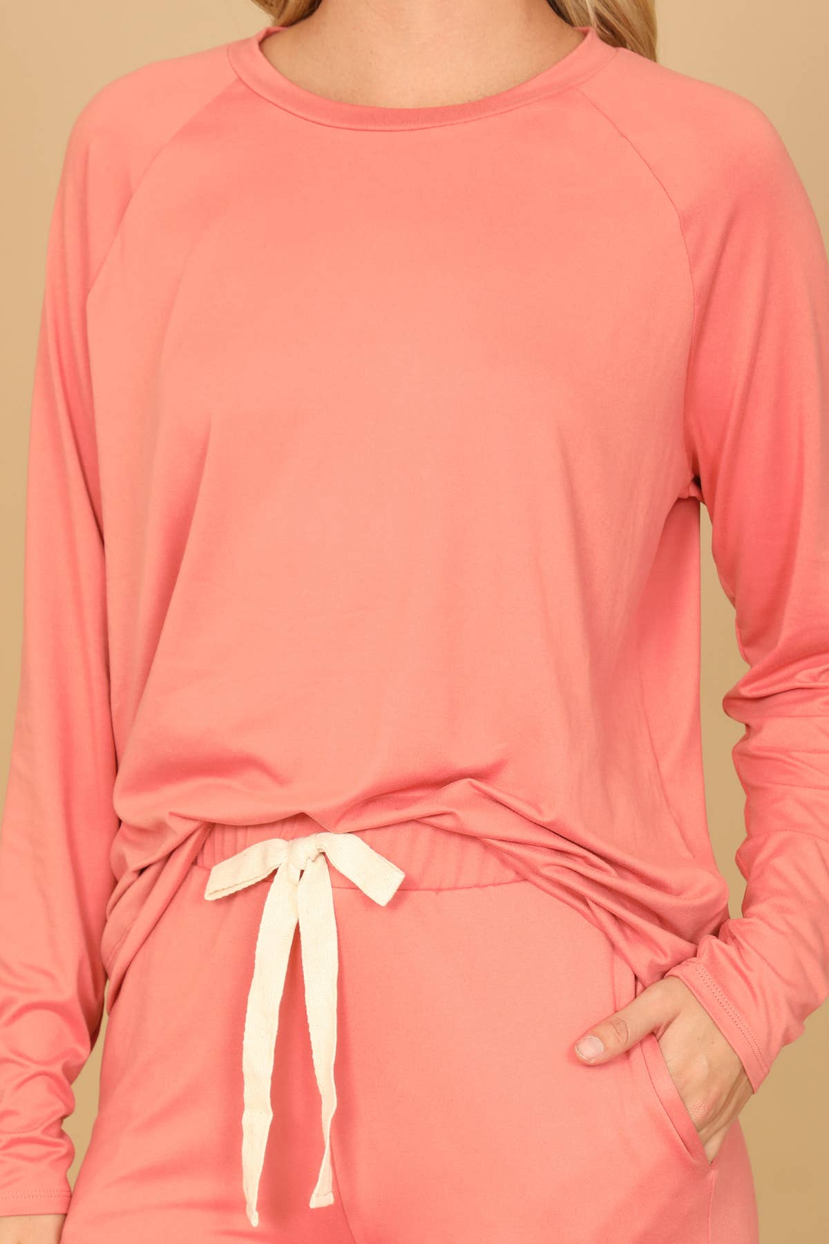 YMP40001XV-PLUS SIZE LONGSLEEVE TOP AND JOGGERS SET SELF TIE