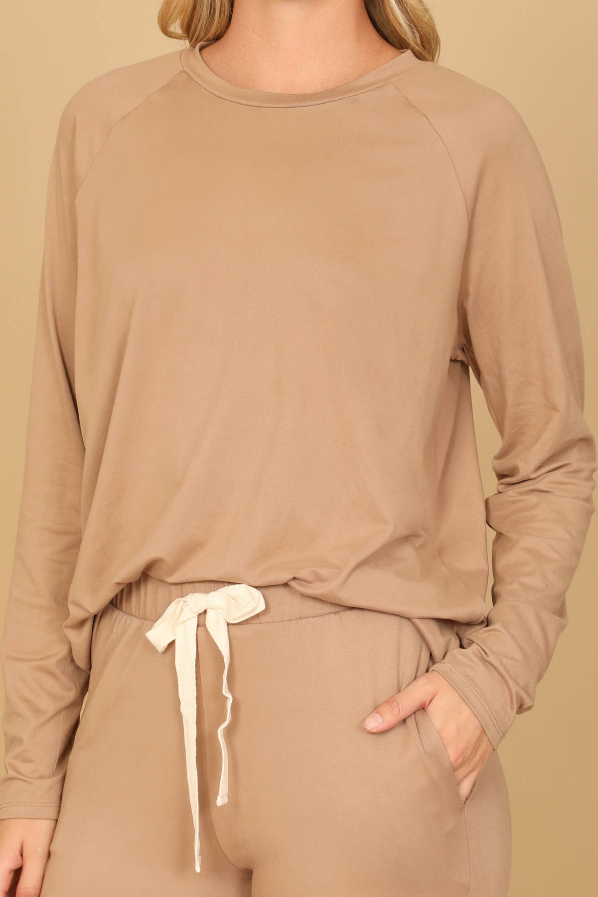 YMP40001XV-PLUS SIZE LONGSLEEVE TOP AND JOGGERS SET SELF TIE