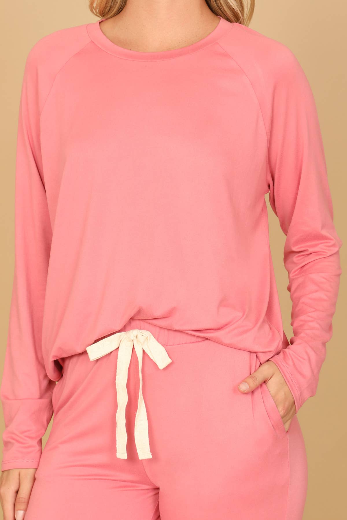 YMP40001XV-PLUS SIZE LONGSLEEVE TOP AND JOGGERS SET SELF TIE