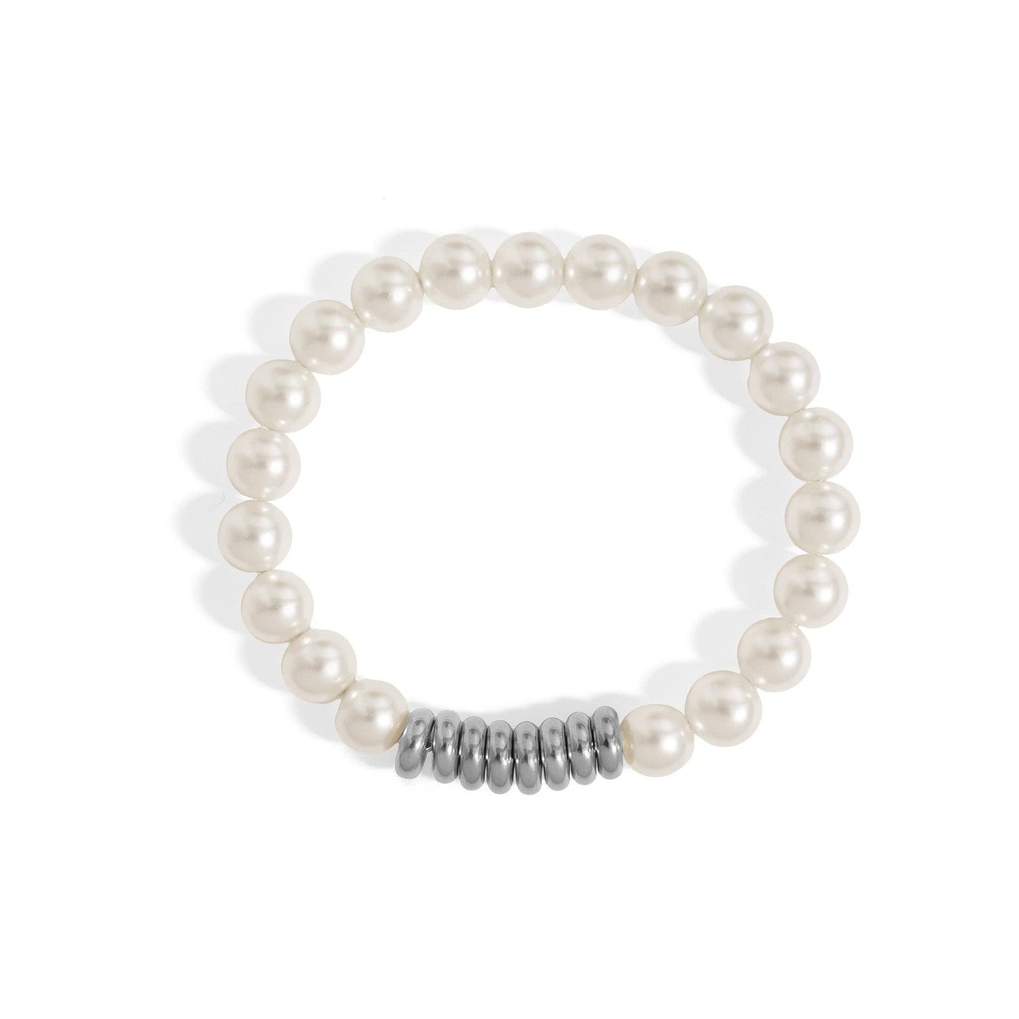 18K Gold PVD 8mm Kiska Glass Pearl Stretch Bracelet