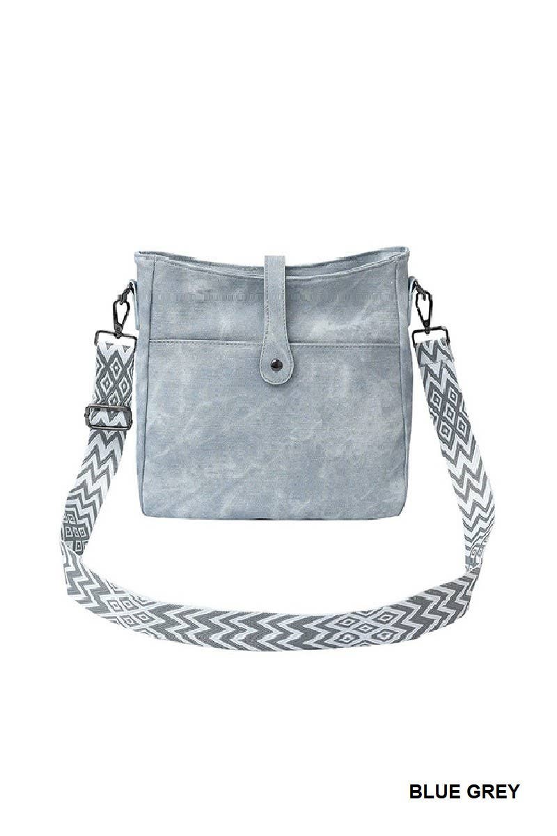 Distressed Faux Leather Crossbody Messenger Bag