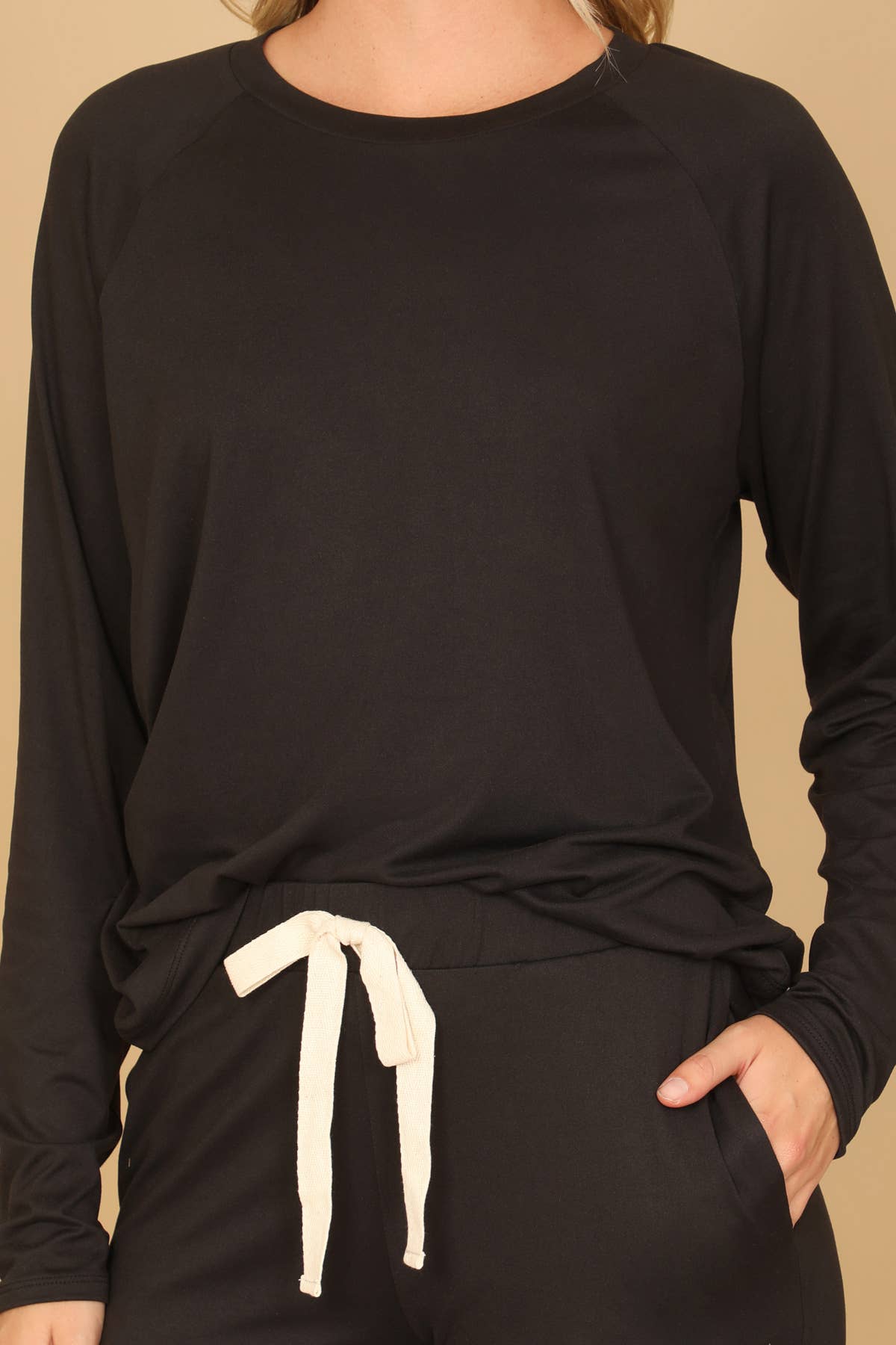 YMP40001XV-PLUS SIZE LONGSLEEVE TOP AND JOGGERS SET SELF TIE