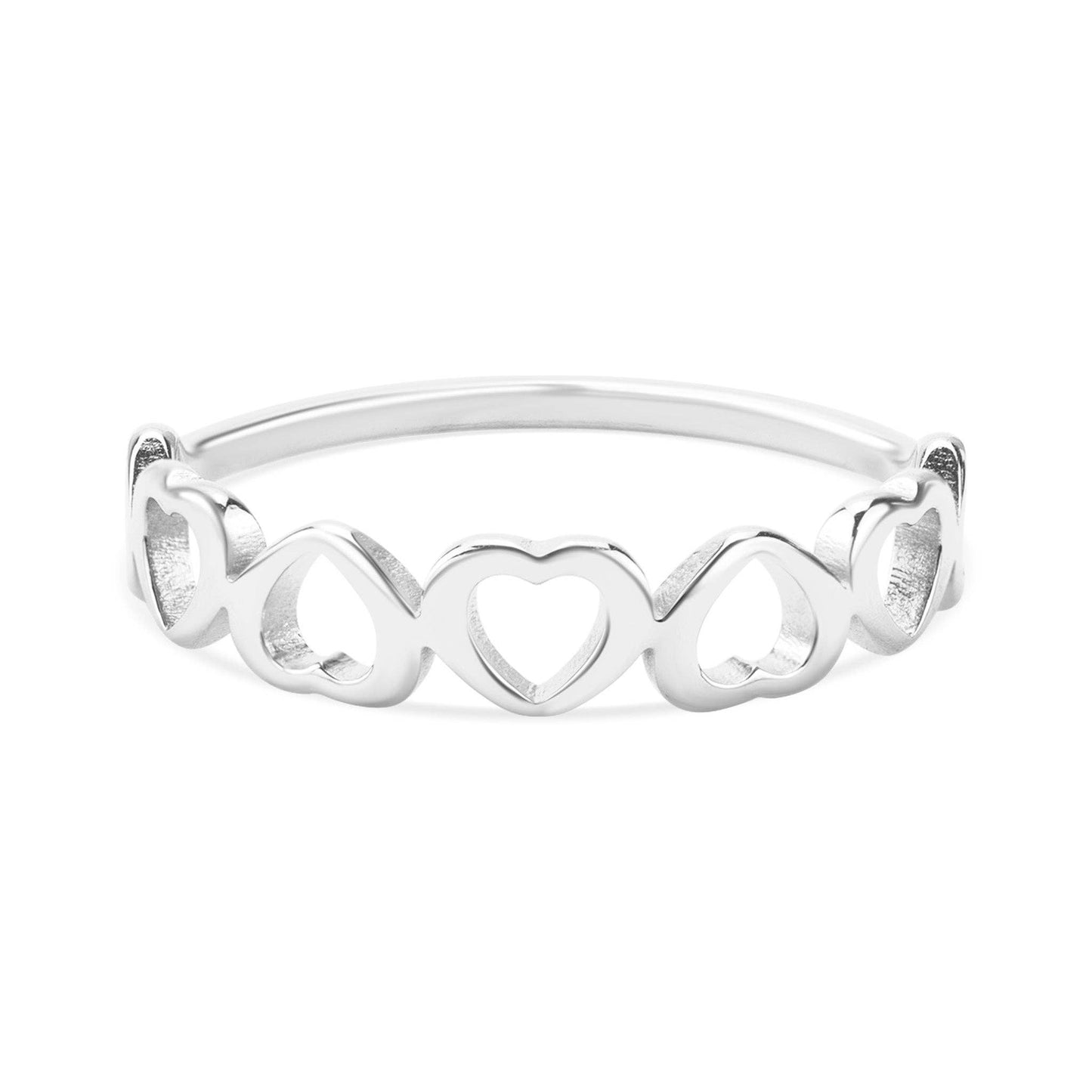 Stainless Steel PVD Coated Alternating Heart Stacking Ring