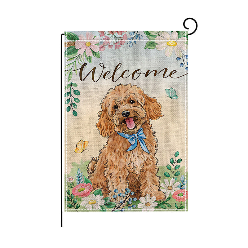 Garden Flag Double Sided Linen Sunflower Dog Cat Gnome Summer Outdoor Yard Decoration Weather Resistant Anti-Fade