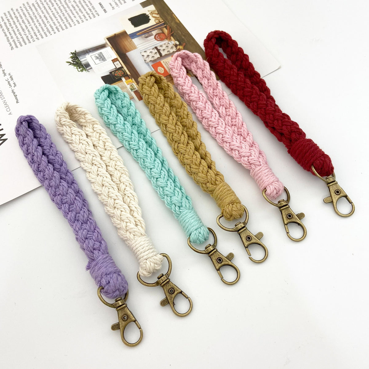 Handmade Woven Cotton Rope Wrist Strap Keychain Bohemian Braid Lanyard For Keys Phone Wallet Bags Women Men Accessories