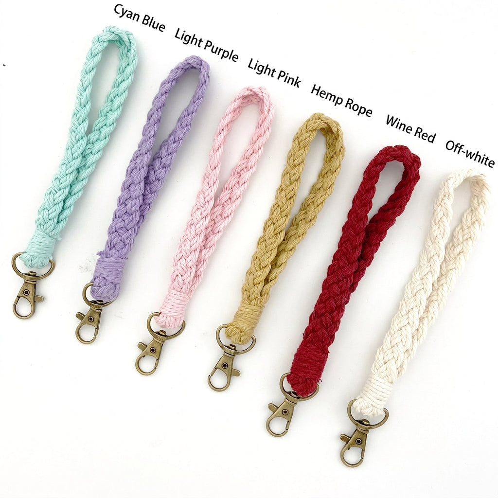 Handmade Woven Cotton Rope Wrist Strap Keychain Bohemian Braid Lanyard For Keys Phone Wallet Bags Women Men Accessories