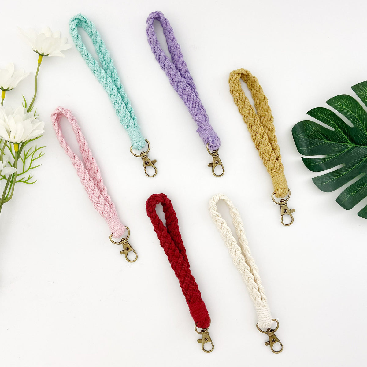 Handmade Woven Cotton Rope Wrist Strap Keychain Bohemian Braid Lanyard For Keys Phone Wallet Bags Women Men Accessories