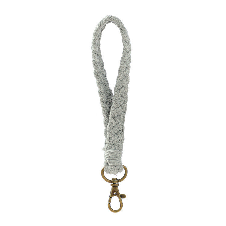 Handmade Woven Cotton Rope Wrist Strap Keychain Bohemian Braid Lanyard For Keys Phone Wallet Bags Women Men Accessories