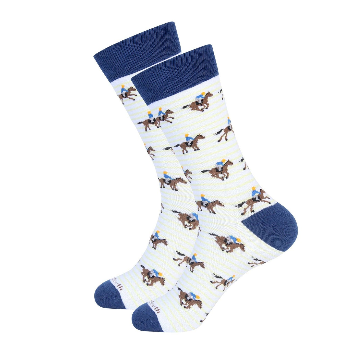 Navy/Yellow Striped Horse Racing Sock
