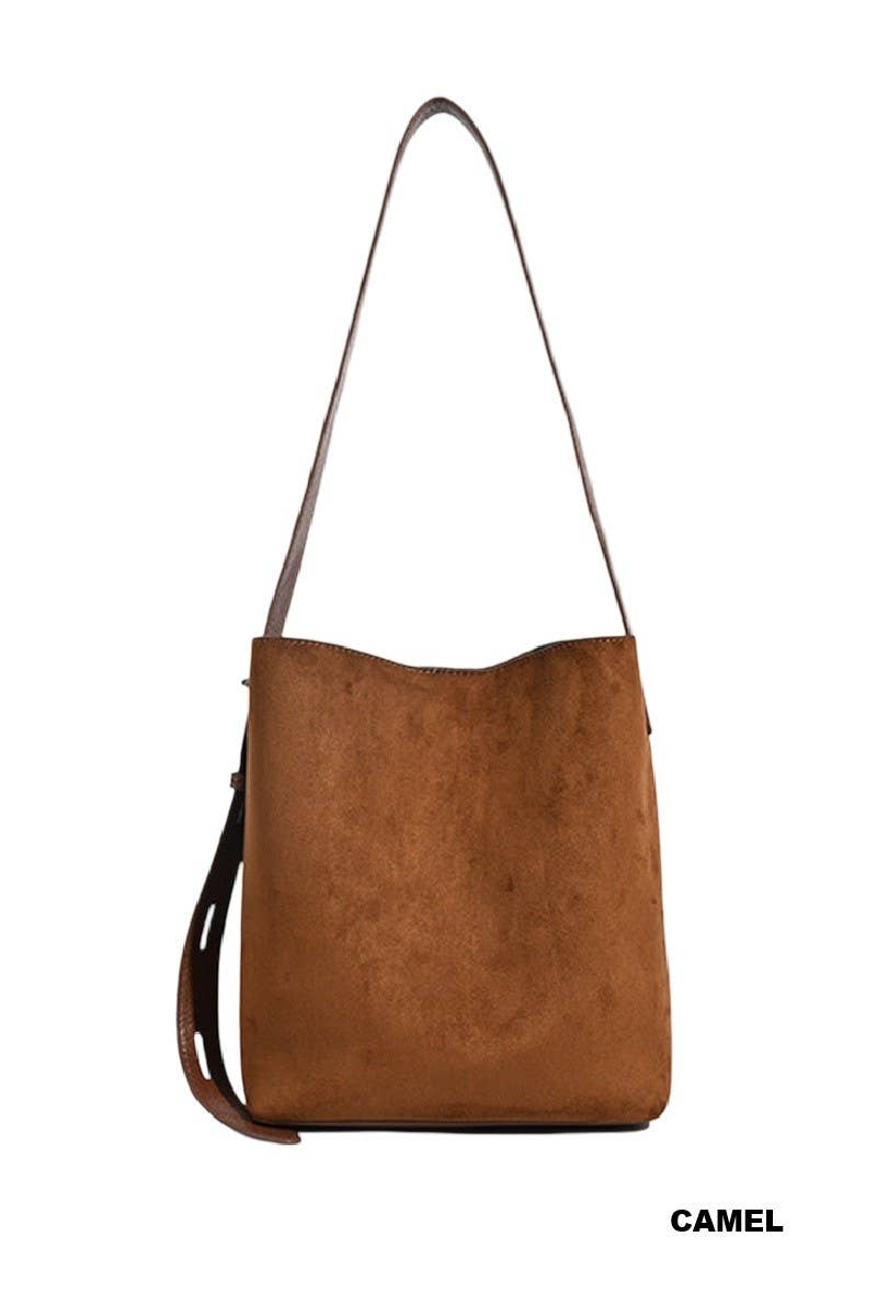 Microsuede Bucket Tote Bag