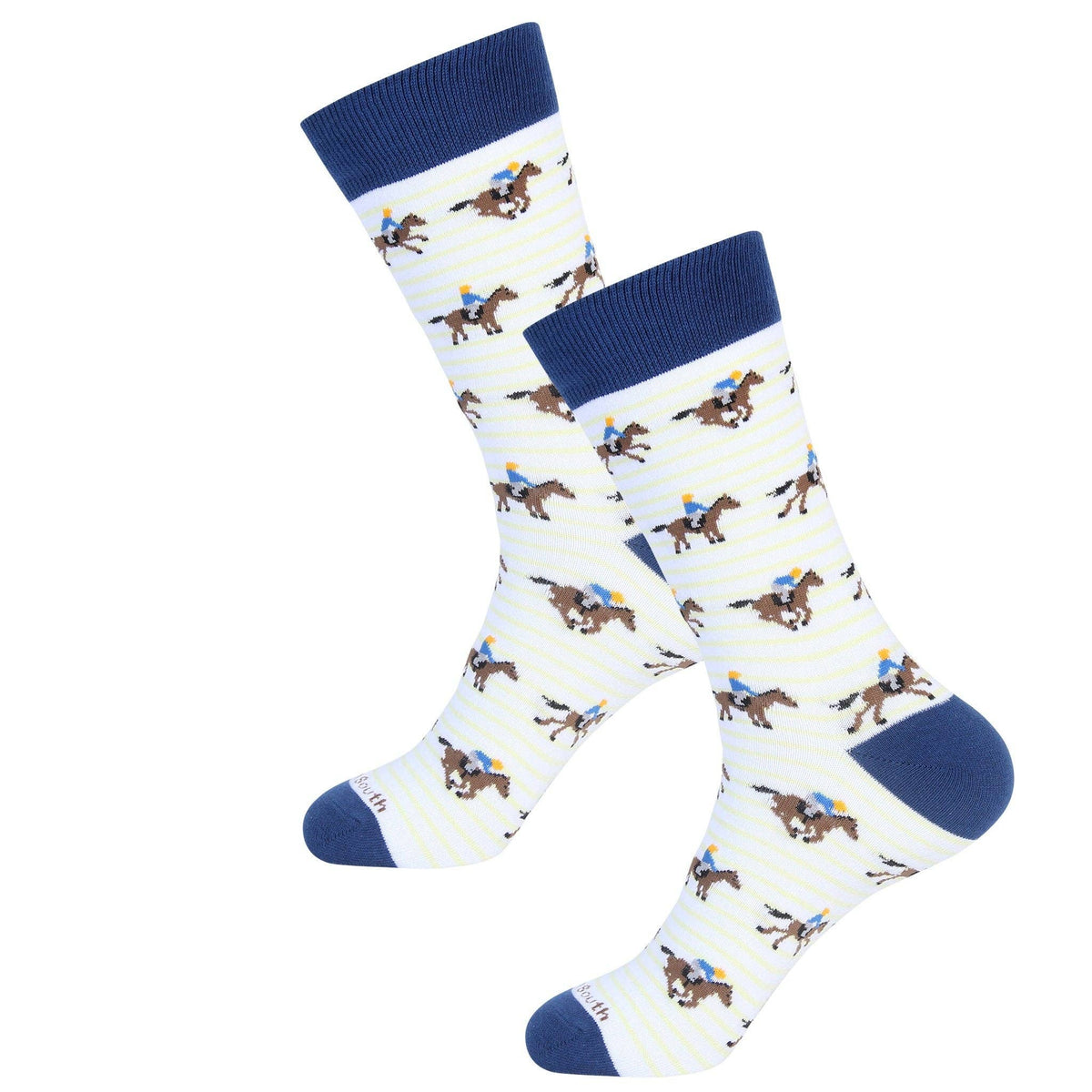Navy/Yellow Striped Horse Racing Sock
