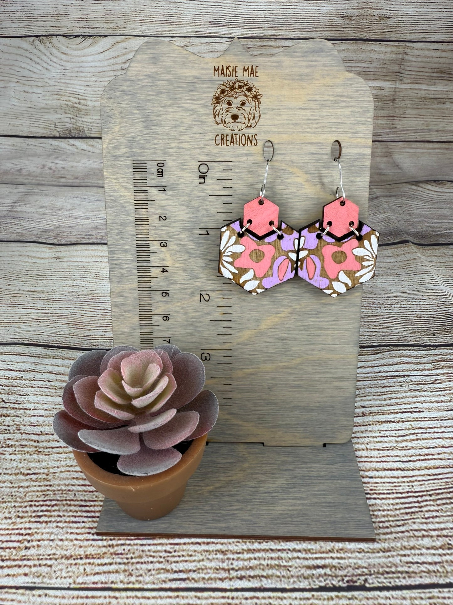 Painted Wood Earrings