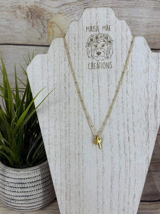Gold Lock and Key Necklace