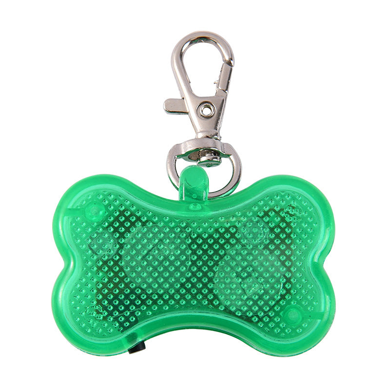 LED Dog Collar Tag Light Bone Shaped Plastic Safety Glowing Pendant For Night Walking Anti-Lost Pet Accessories With Metal Clip