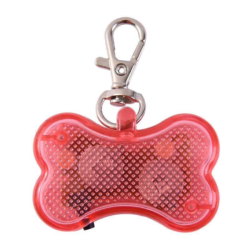 LED Dog Collar Tag Light Bone Shaped Plastic Safety Glowing Pendant For Night Walking Anti-Lost Pet Accessories With Metal Clip
