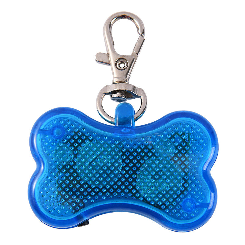LED Dog Collar Tag Light Bone Shaped Plastic Safety Glowing Pendant For Night Walking Anti-Lost Pet Accessories With Metal Clip