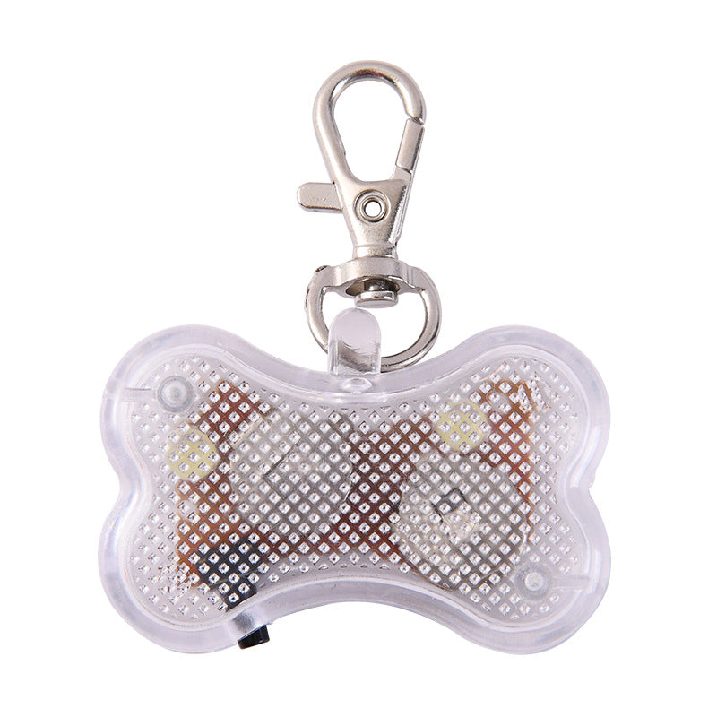 LED Dog Collar Tag Light Bone Shaped Plastic Safety Glowing Pendant For Night Walking Anti-Lost Pet Accessories With Metal Clip