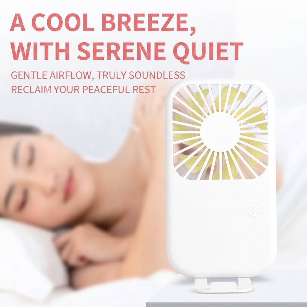Portable Handheld Mini Fan USB Rechargeable Adjustable Speed Desktop Personal Fan With Phone Stand Small Pocket Cooling Fan For Travel Home Office