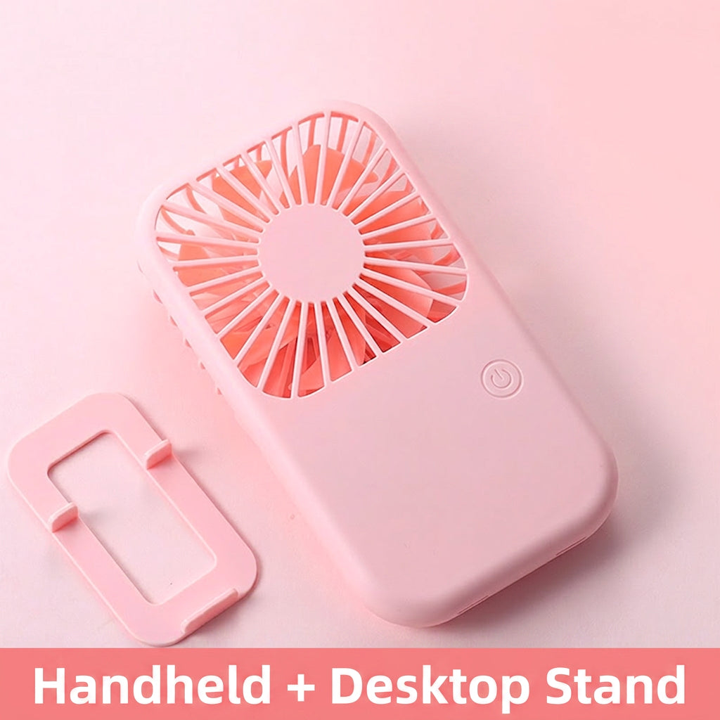 Portable Handheld Mini Fan USB Rechargeable Adjustable Speed Desktop Personal Fan With Phone Stand Small Pocket Cooling Fan For Travel Home Office