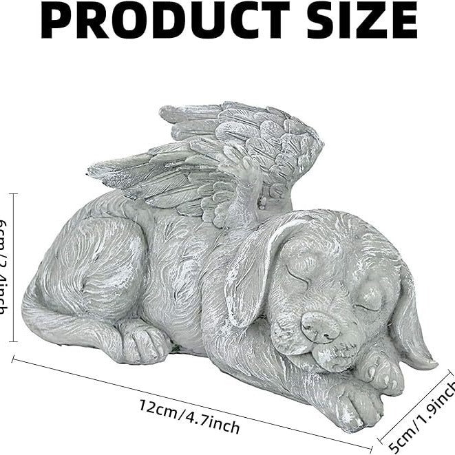 Sleeping Angel Dog Cat Statue Resin Faux Stone Pet Memorial Grave Marker Garden Ornament Decorative Figurine