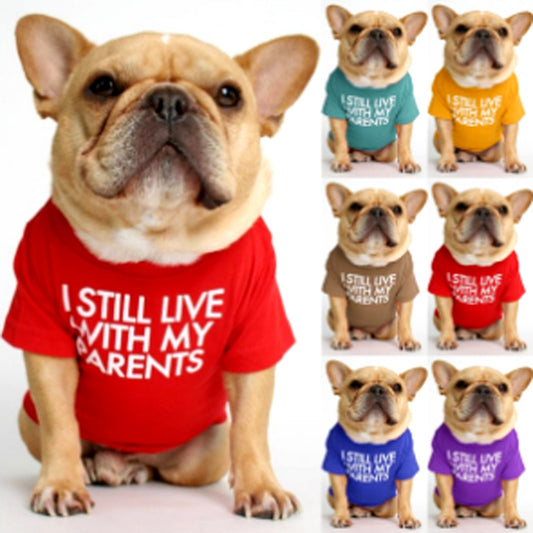 Funny Dog T-Shirt Round Neck Breathable Soft Cotton Blend Letter Print For French Bulldog Pug Small Medium Dogs