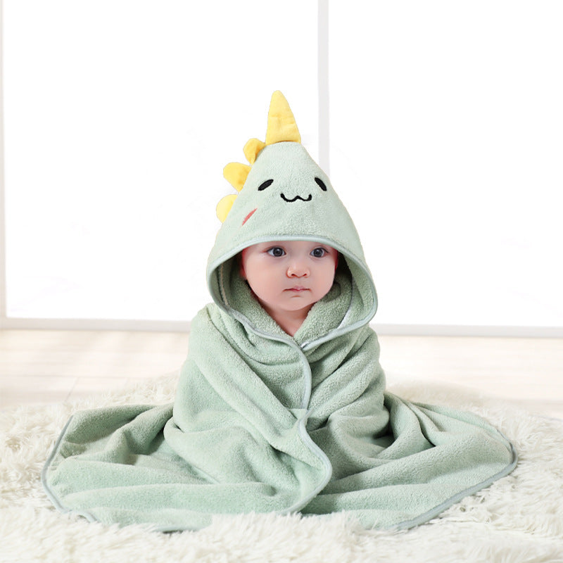 Baby Hooded Bath Towel Soft Coral Fleece Absorbent Cartoon Animal Cloak Swaddle Blanket For Newborns Infants