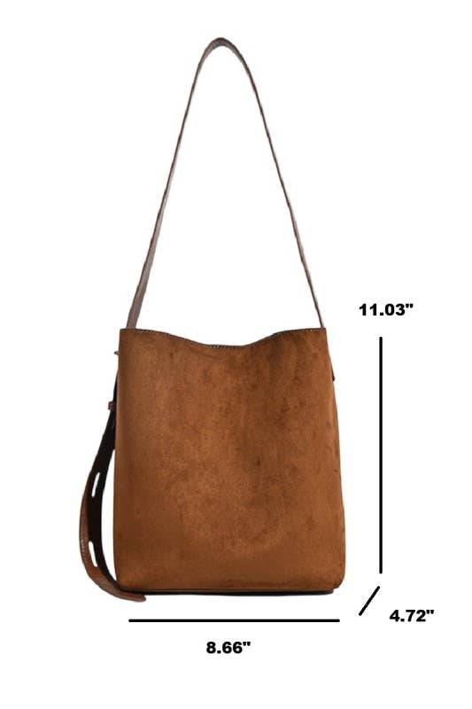 Microsuede Bucket Tote Bag