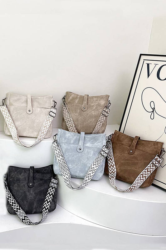 Distressed Faux Leather Crossbody Messenger Bag