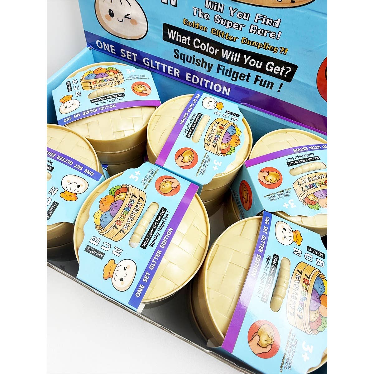 Cute iridescent Bead Dumpling Squishy with Steamer