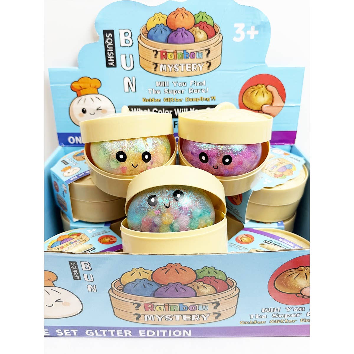Cute iridescent Bead Dumpling Squishy with Steamer