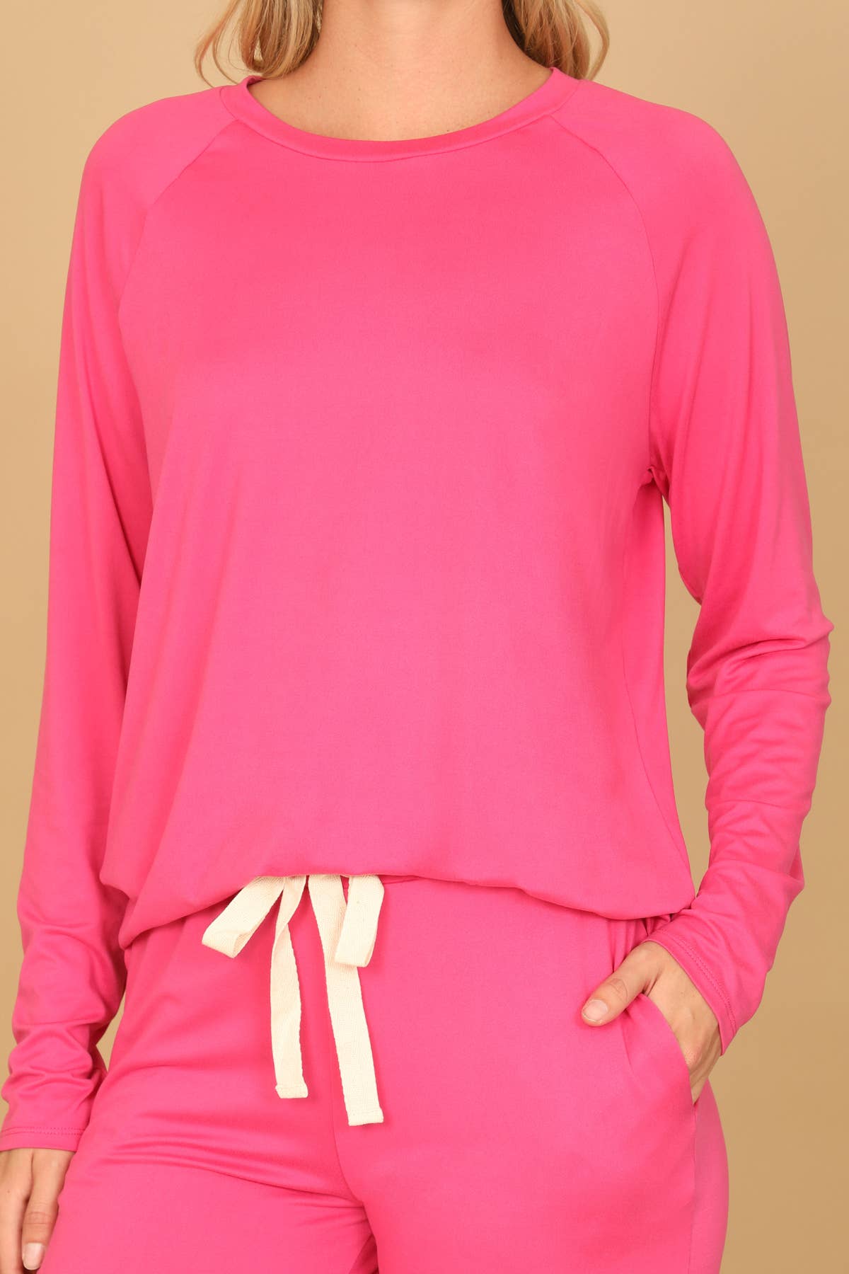 YMP40001XV-PLUS SIZE LONGSLEEVE TOP AND JOGGERS SET SELF TIE