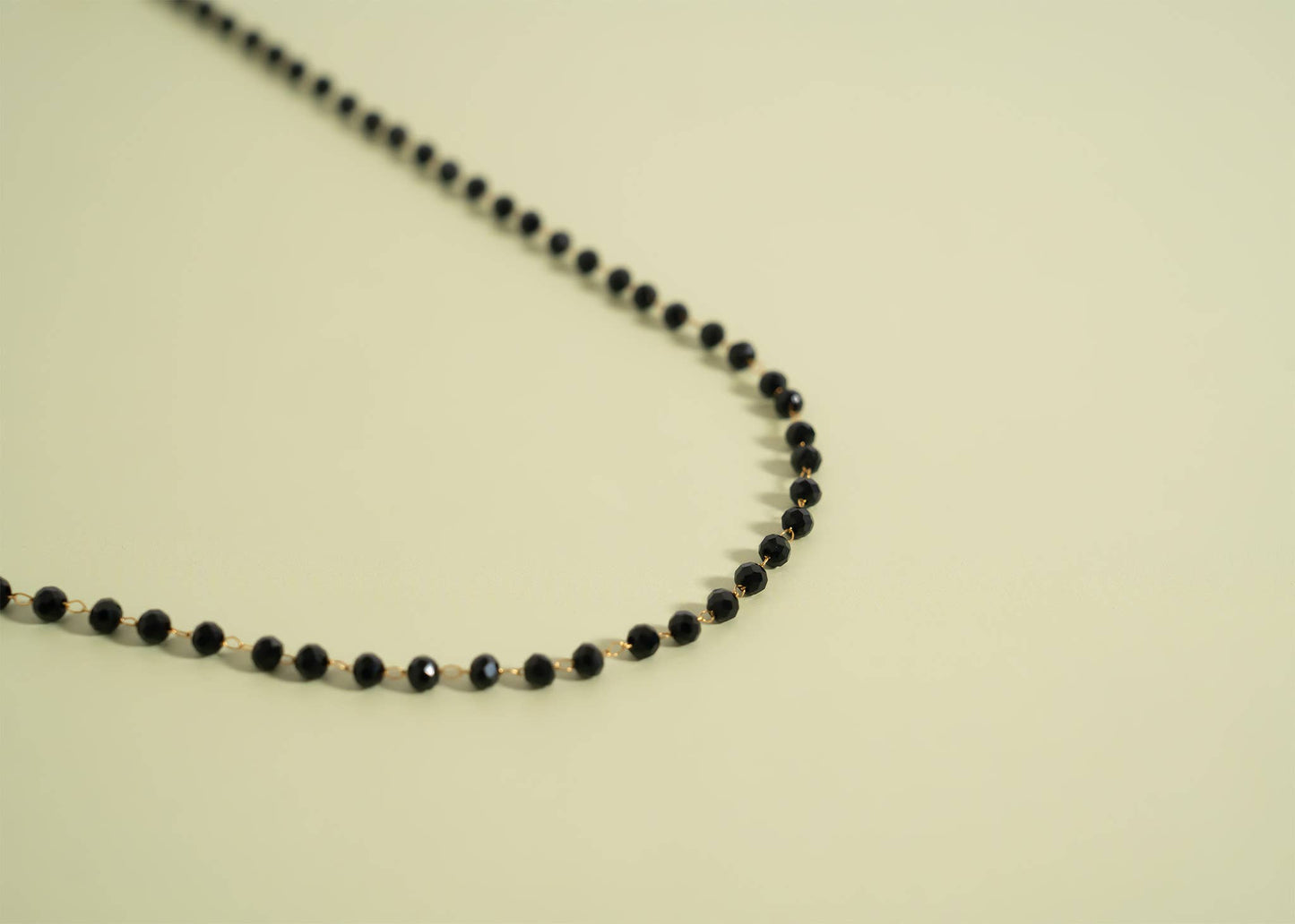 18K Gold PVD Stainless Steel Black Beaded Chain By The Foot
