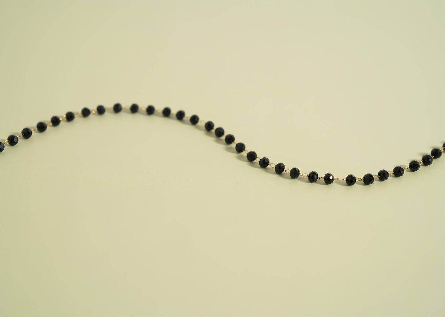 18K Gold PVD Stainless Steel Black Beaded Chain By The Foot