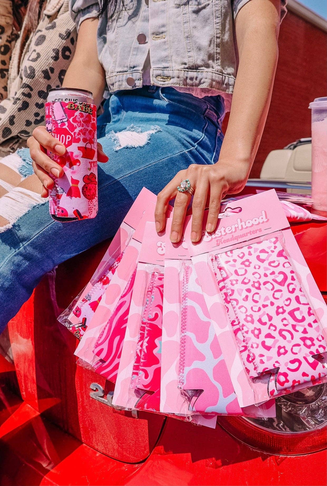 Pink Leopard Tall Coozie