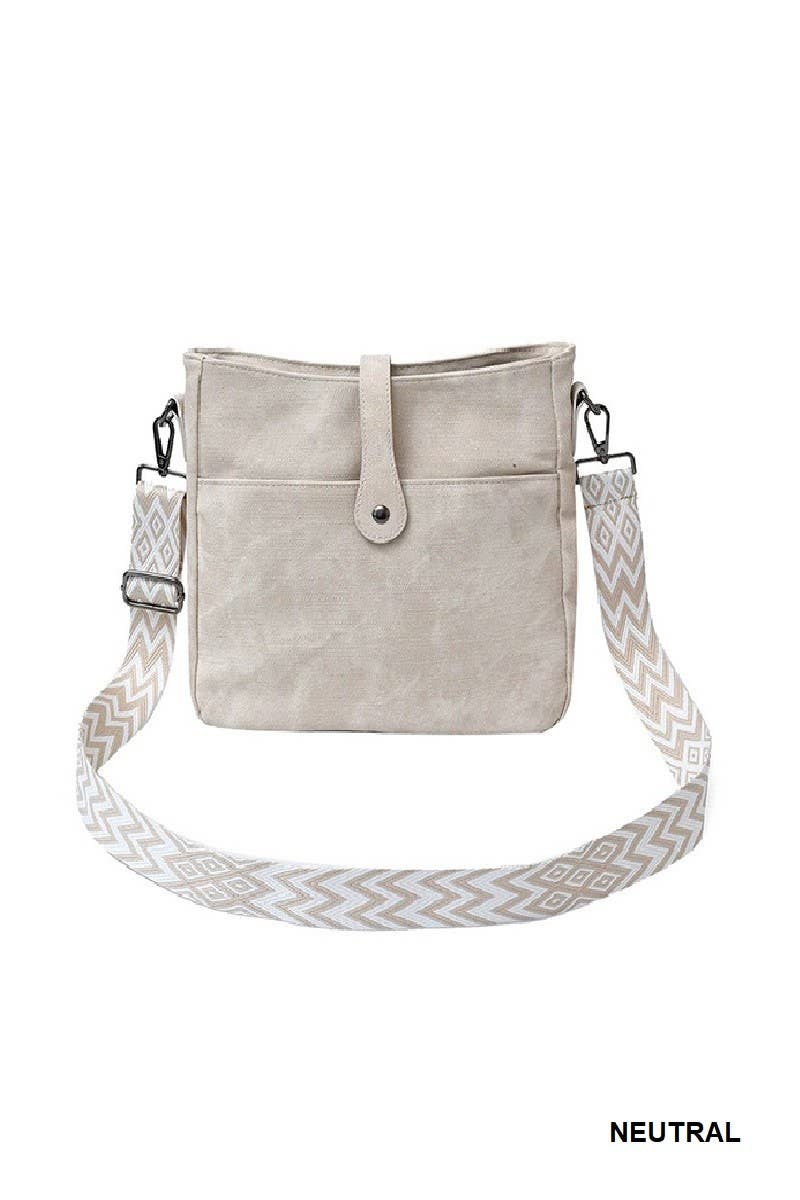 Distressed Faux Leather Crossbody Messenger Bag