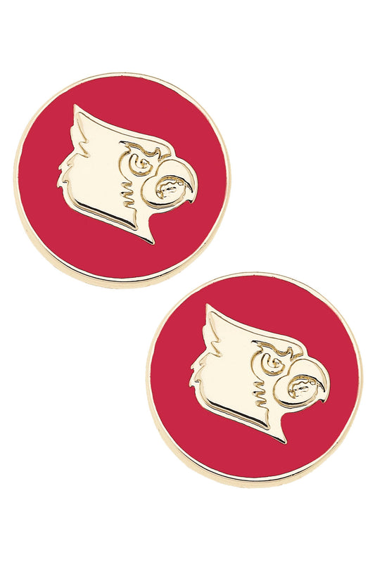 Louisville Cardinals Logo Circle Stud Earrings