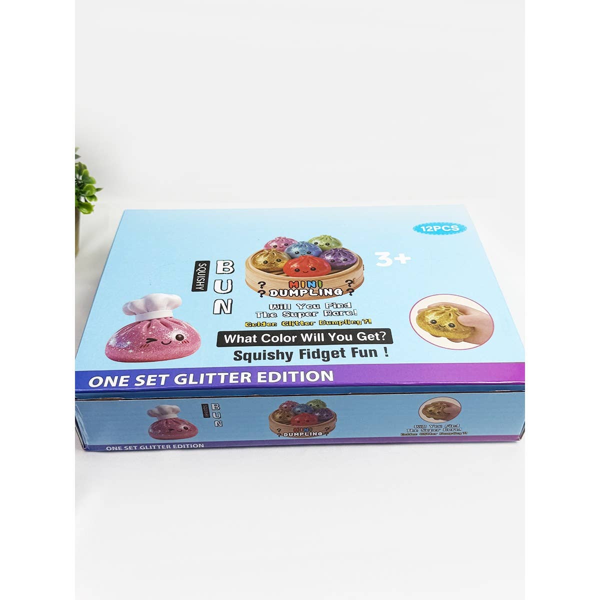 12pcs Mini Glittered Dumpling Squishy with Steamer